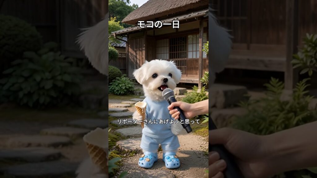 アイスが全部溶けて慌てるモコ🍦