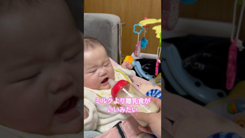 離乳食が好きすぎてミルクを拒否する赤ちゃん#赤ちゃん #かわいい #癒し #かりん様