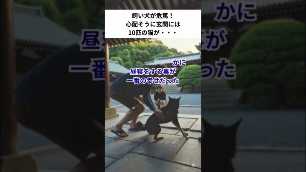飼い犬が危篤！心配そうに玄関には10匹の猫が集まっていた。　＃short