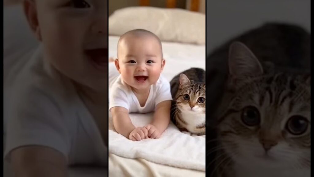 ずっと笑ってるの可愛すぎる😍赤ちゃんとキジトラ猫の癒し時間🐱👶#猫 #赤ちゃん #癒し#cat #baby